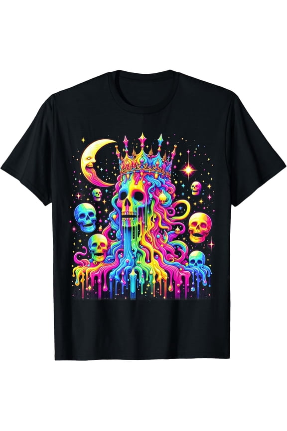 Trippy Rainbow Melting Skull Psychedelic Hippie Rave T-Shirt