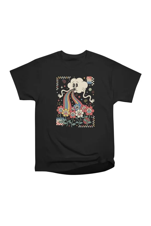 Trippy Rainbow Retro Floral Fun T-Shirt Tee Gift For Him Merch For Her Apparel For Friend