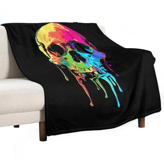 Trippy Skull Super Soft Blanket Flannel Throw Blanket Flannel Microfiber Blankets for Couch Bed Sofa Fluffy and Warm 50"x60"