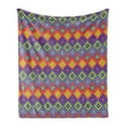 thumbnail image 1 of Trippy Soft Flannel Fleece Blanket, Hippie Style Square Shapes in Vibrant Colors Psychedelic Pattern Retro Illustration, Cozy Plush for Indoor and Outdoor Use, 60" x 80", Multicolor, by Ambesonne, 1 of 5