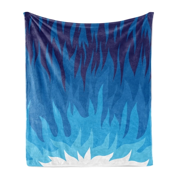 Trippy Soft Flannel Fleece Throw Blanket, Abstract Gas Background Exploding Motion Energy Modern Printed Illustration, Cozy Plush for Indoor and Outdoor Use, 70" x 90", Violet Blue, by Ambesonne