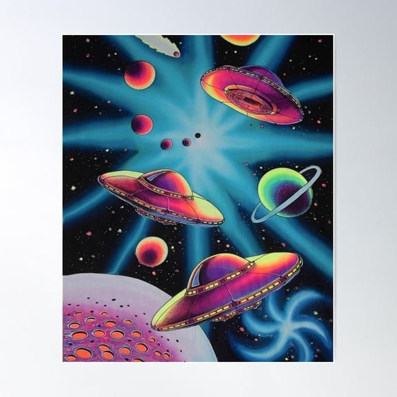Trippy Space Aesthetic Poster Wall Art, Modern Wall Decor For Living Room Bedroom, 16x24 UNFRAMED