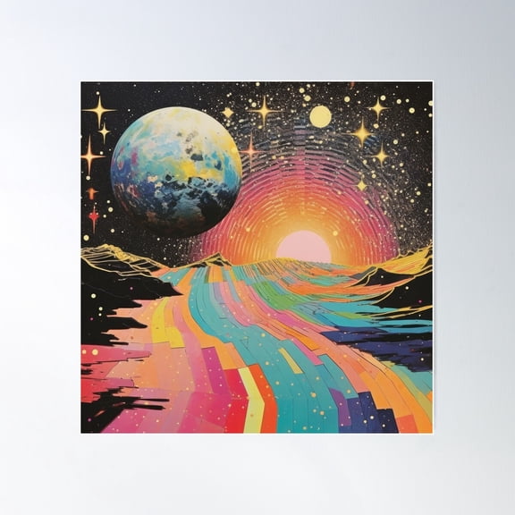 Trippy Space Trippy Rainbow Astronaut Psychedelic Aesthetic Poster Wall Art, Modern Wall Decor For Living Room Bedroom, 30x30 UNFRAMED