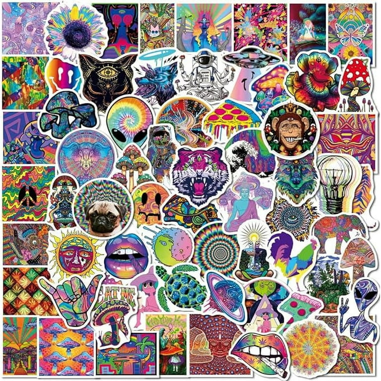 Trippy Stickers 106PCS Psychedelic Stickers for Adults,Hippie Sticker Packs  for Adults,Vinyl Waterproof Stickers for HydroFlask Water Bottle Laptop