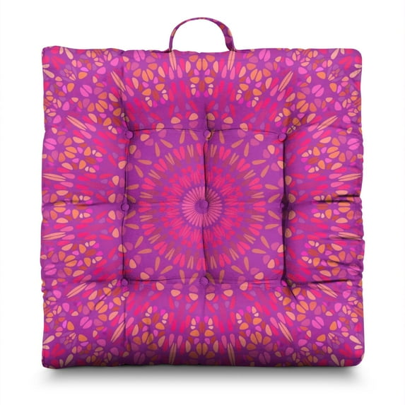 Trippy Style Meditation Pillow – Large 22 Inch Square Cushion, Abstract Dreamy Mandala, Soft for Yoga & Emotional Balance