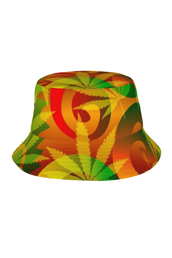 Trippy Swirl Leaf Colorful Bucket Hat, Packable Fisherman Sun Cap, Foldable UV Protection for Fishing Beach Hiking Camping