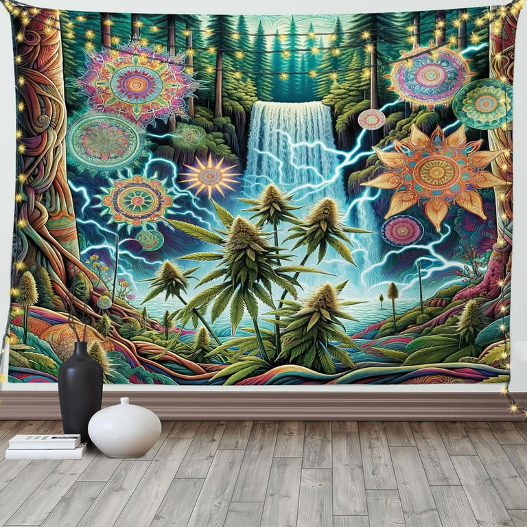 Red Green Vines Bedroom Tapestry Mandala Dorm Art Psychedelic Wall Hanging Decor Red Green Vines Bedroom Tapestry Mandala Dorm Art Psychedelic Wall Hanging Decor