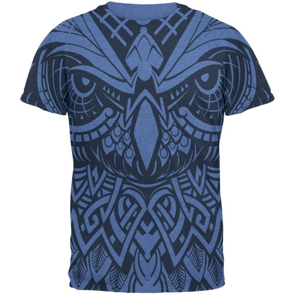 Trippy Tribal Owl Mens T Shirt Heather Royal SM