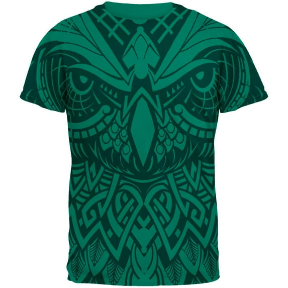Trippy Tribal Owl Mens T Shirt Jade Dome X-LG