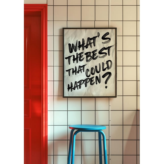 Trippy Typography Wall Art Black Retro Home Decor Unframed Paper Print