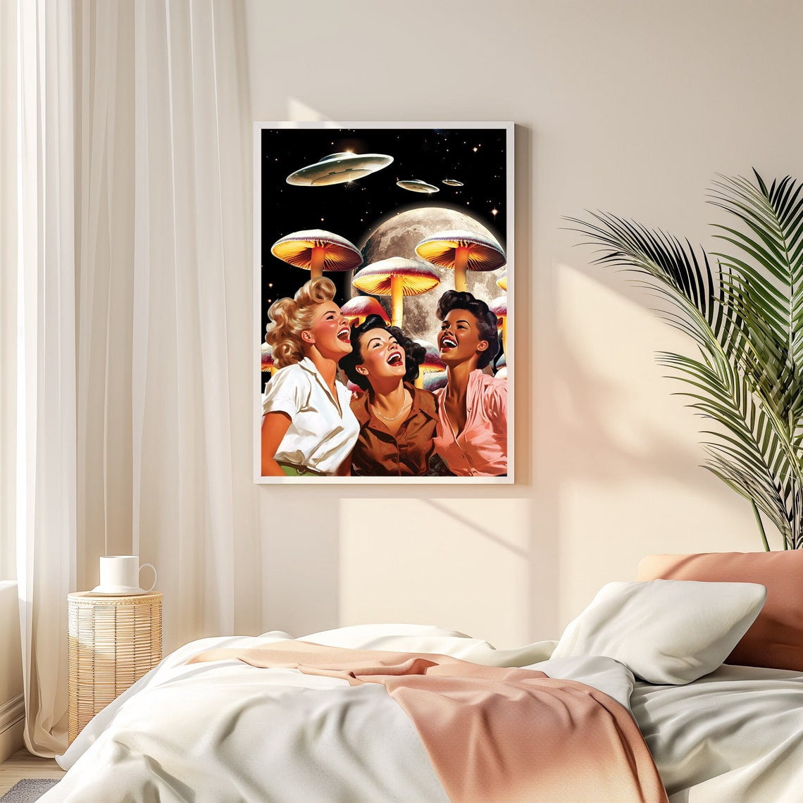 Trippy Ufo Adventure Friends Art Print, Trippy Ufo Art, Vintage Collage ...