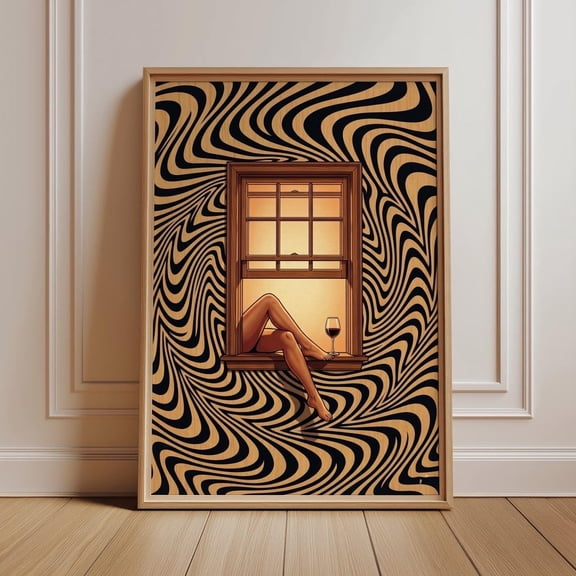 Trippy Wall Art, Retro Maximalist Decor, Eclectic Surreal Window Artwork, Trendy Home Bar and Living Room Aesthetic Pictures, Poster Only