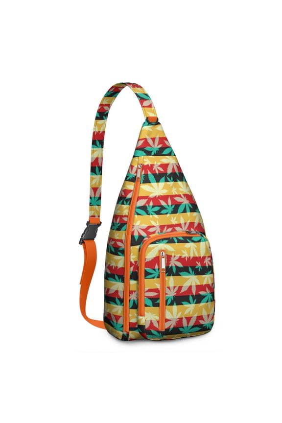 Trippy Weed Sling Backpack - Psychedelic Swirl Leaf Pattern, Fashion Forward Shoulder Pack