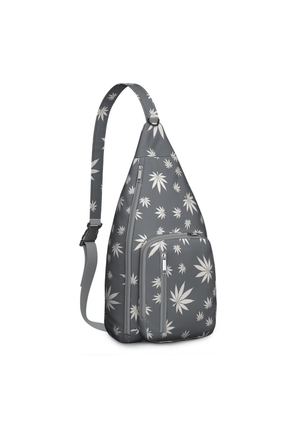 Trippy Weed Sling Backpack - Psychedelic Swirl Leaf Pattern, Fashion Forward Shoulder Pack