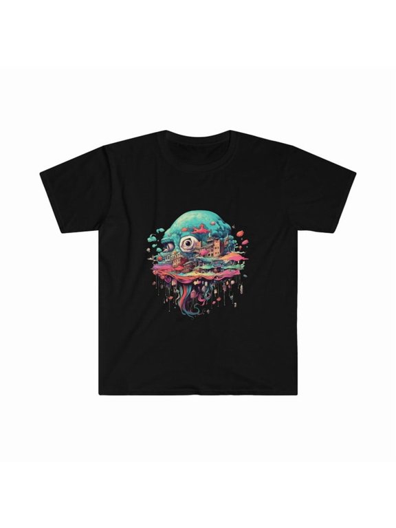 Trippy World Graphic T-Shirt, Psychedelic Art Tee, Unisex Cotton Short Sleeve Shirt, Summer Casual Graphic Tee Gift for Women