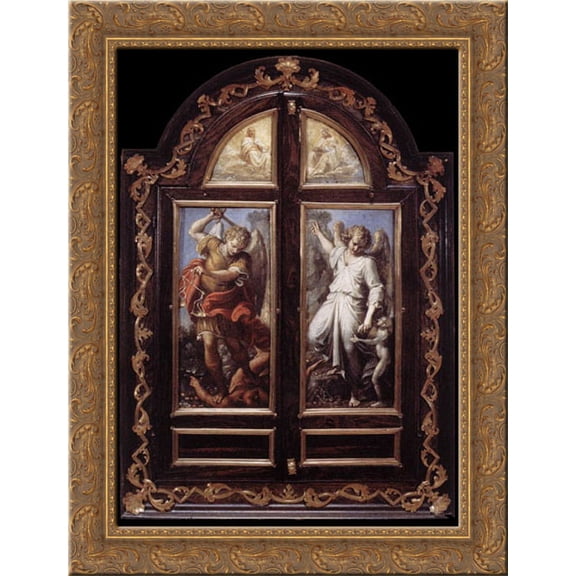 Triptych 20x24 Gold Ornate Wood Framed Canvas Art by Carracci, Annibale