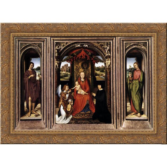 Triptych 24x20 Gold Ornate Wood Framed Canvas Art by Memling, Hans