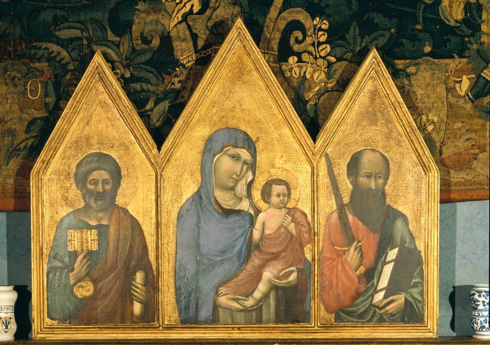 Triptych Of The Madonna And The Child Between St Peter And St Paul Canvas Art -  (36 x 24)