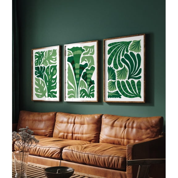 Triptych Wall Art Tropical Palm Leaves Jungle Canvas Set Boho Greenery Set 3