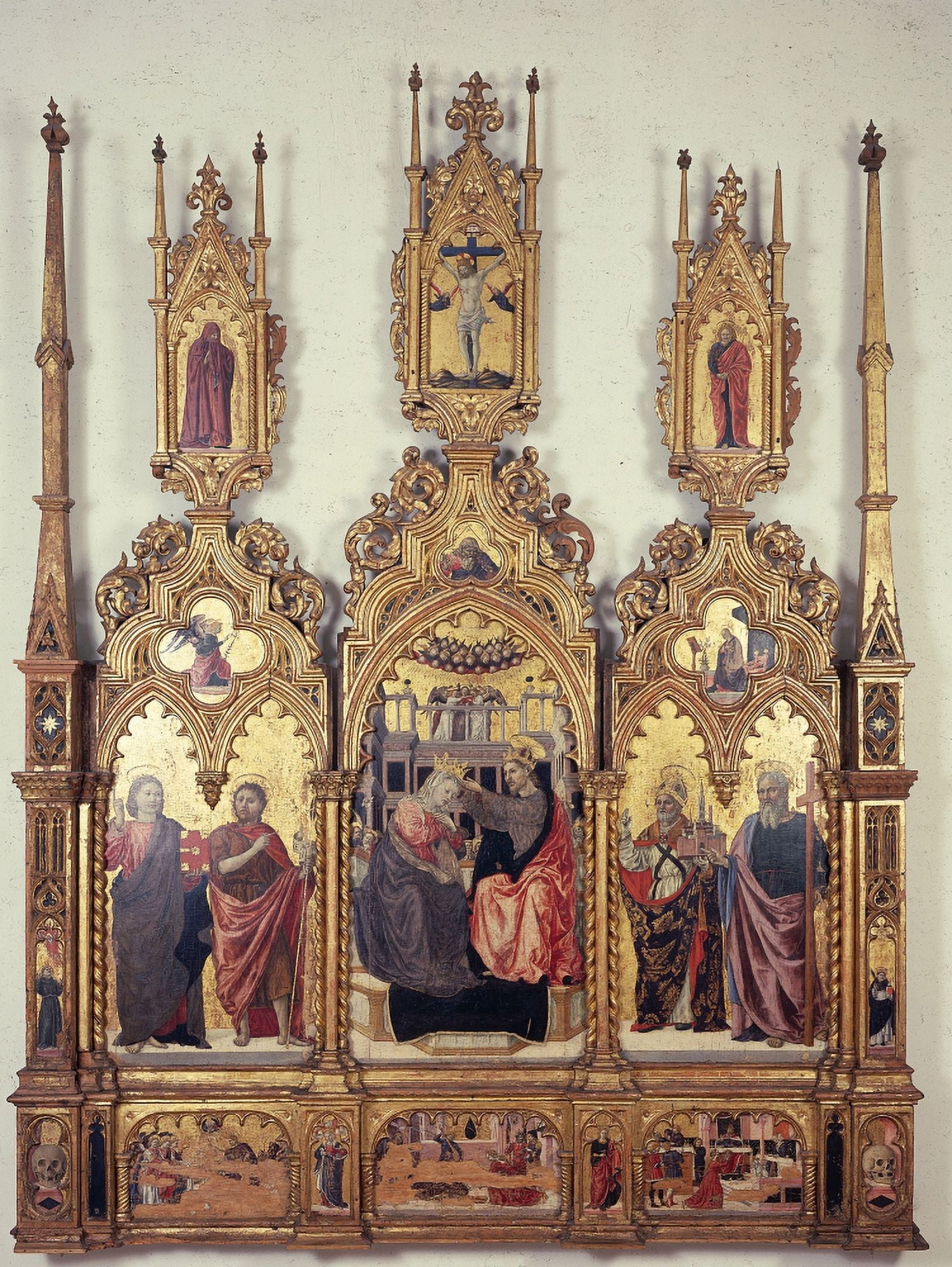 Triptych With The Coronation Of The Virgin Canvas Art - (24 x 36)