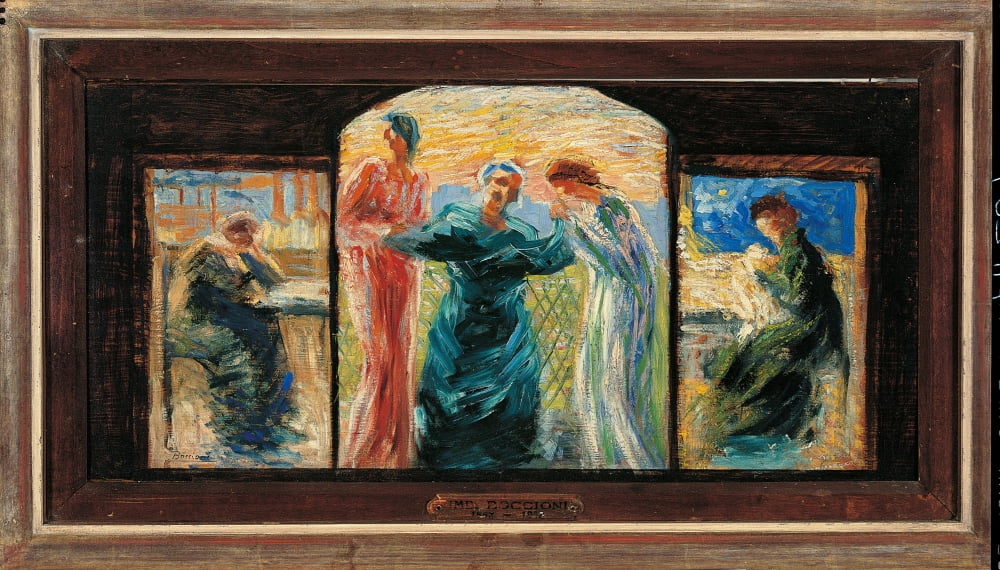 Triptych Worshiping The Mother Canvas Art - (24 x 18)