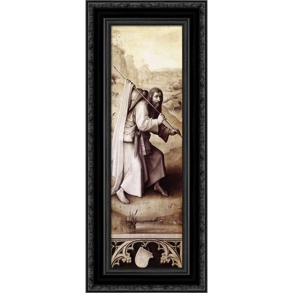 Triptych of Last Judgement 13x24 Black Ornate Wood Framed Canvas Art by Bosch, Hieronymus