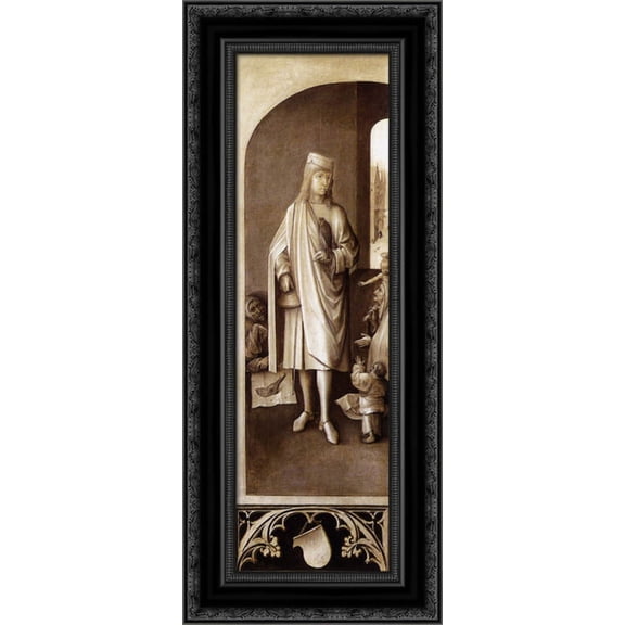 Triptych of Last Judgement 13x24 Black Ornate Wood Framed Canvas Art by Bosch, Hieronymus