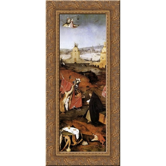 Triptych of Temptation of St Anthony (detail) 15x24 Gold Ornate Wood Framed Canvas Art by Bosch, Hieronymus