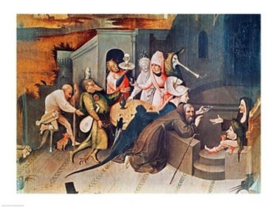 Triptych of the Temptation of St Anthony detail of the central panel Canvas Art - Hieronymus Bosch (36 x 24)