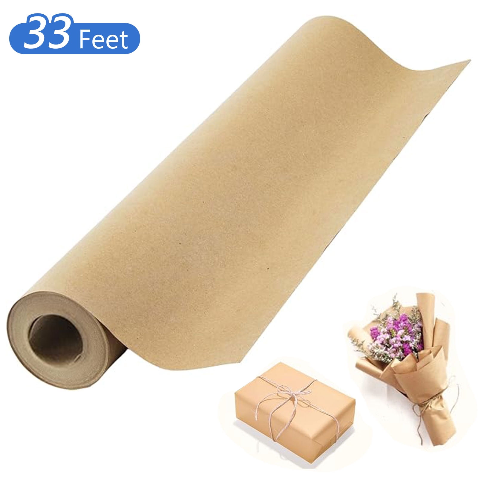 Tripume Brown Kraft Paper Roll Wrapping Paper Butcher Paper Roll Plain Brown Shipping Paper for Gift Wrapping Packing Paper Art Craft