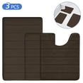 thumbnail image 1 of Tripumer Brown Memory Foam Rug Set Soft 3 Piece Bath Rug for Home Kitchen Comfort and Absorbency, 1 of 7