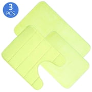 Tripumer Green Memory Foam Rug Set Soft 3 Piece Bath Rug for Home Kitchen Comfort and Absorbency