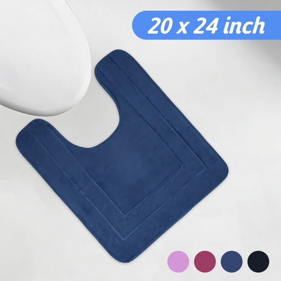 Tripumer 1 Pcs U Shape Toilet Mats 20 x 24 inch Contour Bath Mat for Toilet Modern Bathrooms Navy Blue