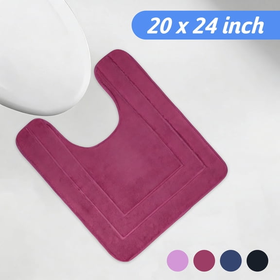 Tripumer 1 Pcs U Shape Toilet Mats 20 x 24 inch Contour Bath Mat for Toilet Modern Bathrooms Red