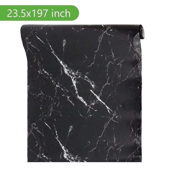 Tripumer 1 Roll Black Marble Contact Paper Granite Wallpaper 23.5 x 197 inch Self-Adhesive Wrap Paper Contact Paper for Countertop Kitchen Bathroom Furniture