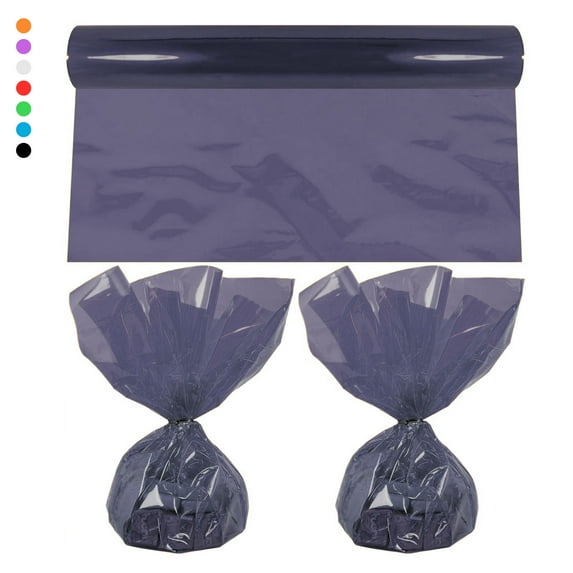 Tripumer 1 Roll Cellophane Wrapping Paper 16 inch x 100 feet Thick Cellophane Wrap Roll for Gift DIY Crafts Holiday Decoration Black