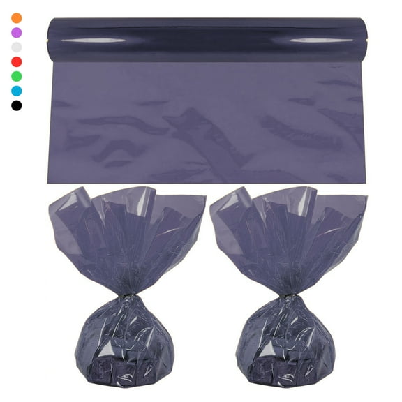 Tripumer 1 Roll Cellophane Wrapping Paper 16 inch x 100 feet Thick Cellophane Wrap Roll for Gift DIY Crafts Holiday Decoration Black