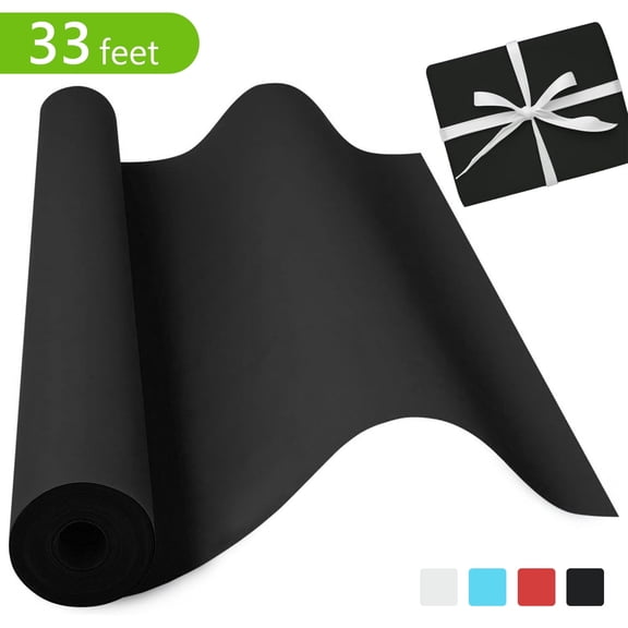 Tripumer 1 Roll Kraft Paper Roll Wrapping Paper 17.3 inch X 33 feet Art Paper for Craft Bulletin Board Paper Art Table Covering Crafting Gift Wrapping Bouquet Black
