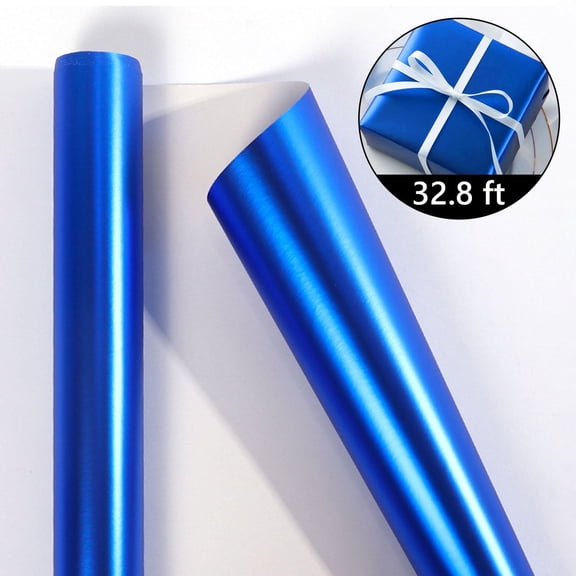 Tripumer 1 Roll Metallic Wrapping Paper Matte Paper Roll Wrapping Paper Roll Perfect for Wedding Birthday Christmas Blue