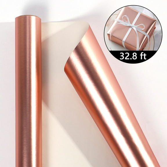 Tripumer 1 Roll Metallic Wrapping Paper Matte Paper Roll Wrapping Paper Roll Perfect for Wedding Birthday Christmas Rose Gold