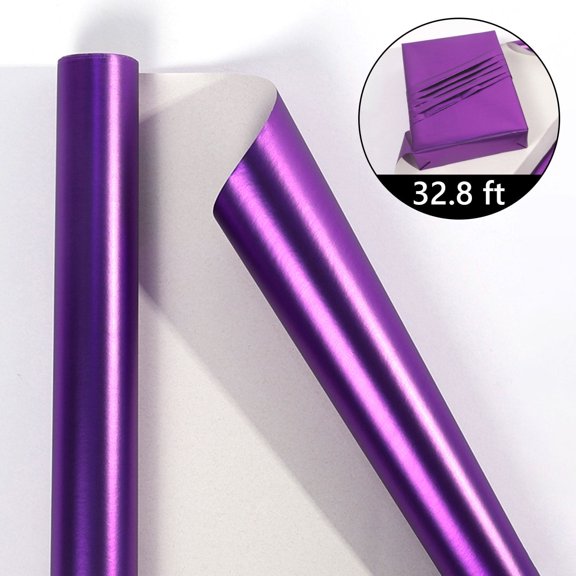 Tripumer 1 Roll Metallic Wrapping Paper Matte Paper Roll Wrapping Paper Roll Perfect for Wedding Birthday Christmas Purple