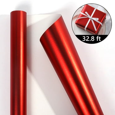 Tripumer 1 Roll Metallic Wrapping Paper Matte Paper Roll Wrapping Paper Roll Perfect for Wedding Birthday Christmas Red