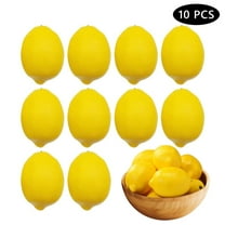 Tripumer 10-Pcs Fake Artificial Lemons Lifelike Plastic for Lemonade Party Kitchen Table Decor Vase Fillers Yellow