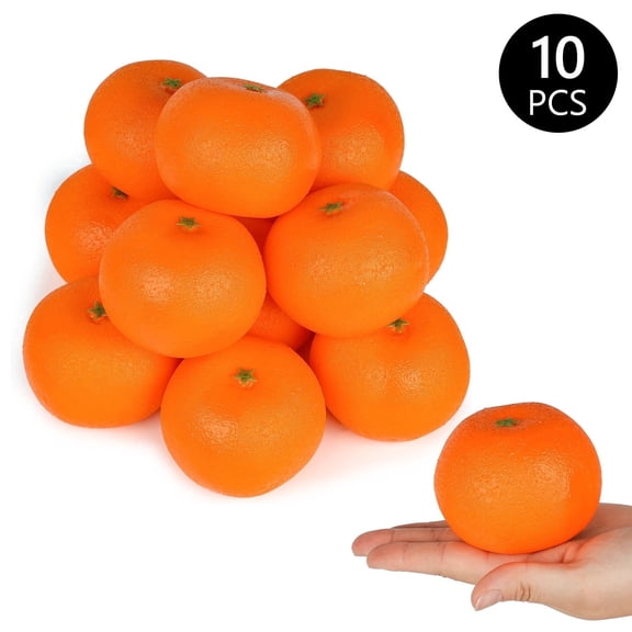 Tripumer 10 Pcs Plastic Fake Oranges Artificial Fruits Oranges Lifelike Fake Fruit Oranges Faux Oranges for Home Kitchen Cabinet Decor Photography Prop