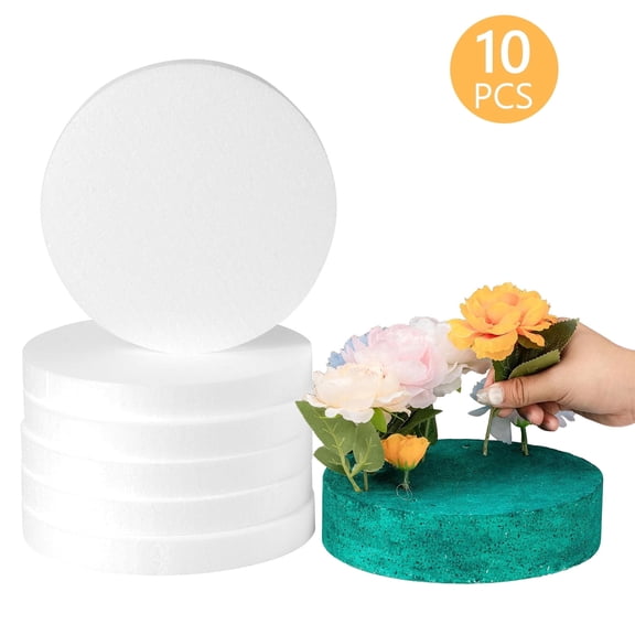 Hengbo 10 Pcs Round Foam Blocks Polystyrene Foam Circles Round Foam Disc for DIY Projects Decorations Modeling Arts