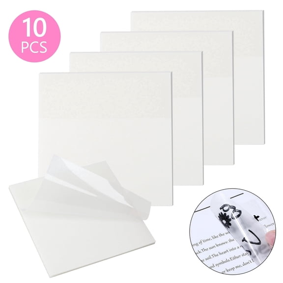 Tripumer 10 Transparent Sticky Notes 3 x 3 inch See Through Sticky Note Translucent Waterproof Self-Adhesive Translucent Sticky for Books Annotation