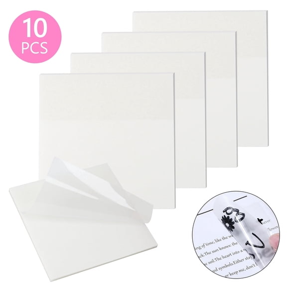 Tripumer 10 Transparent Sticky Notes 3 x 3 inch See Through Sticky Note Translucent Waterproof Self-Adhesive Translucent Sticky for Books Annotation