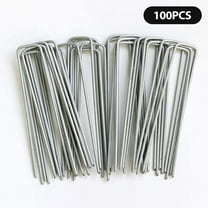 Tripumer 100 pack 6 Inch U-Shaped Galvanized Landscape Nails 11 Gauge Heavy Duty Fixing Stakes Nails for Anchoring Barrier Fabrics Hoses Fences