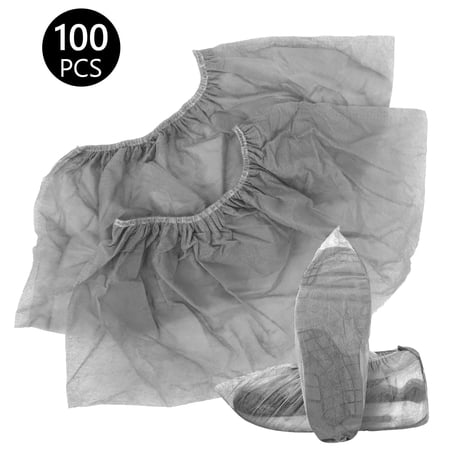 Tripumer 100 Pcs Gray Non-Woven Disposable Shoe Covers Shoe Protector for Women Men Fits Size 4-12 Carpet Floor Booties