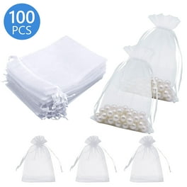100PCS White Organza Gift Bags 4x6 inch,Casewin Sheer Organza Bags